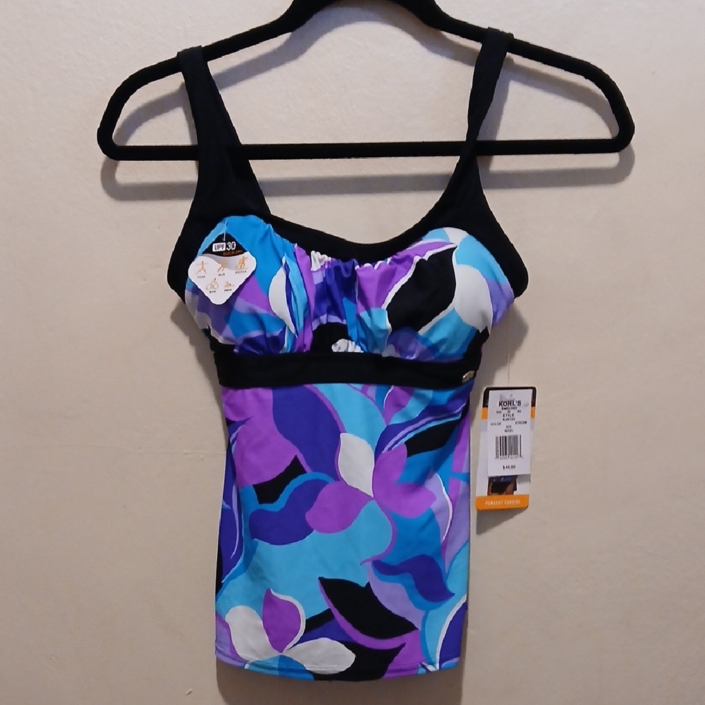 ZeroXposur Women's Swim Top - Black and Purple Floral